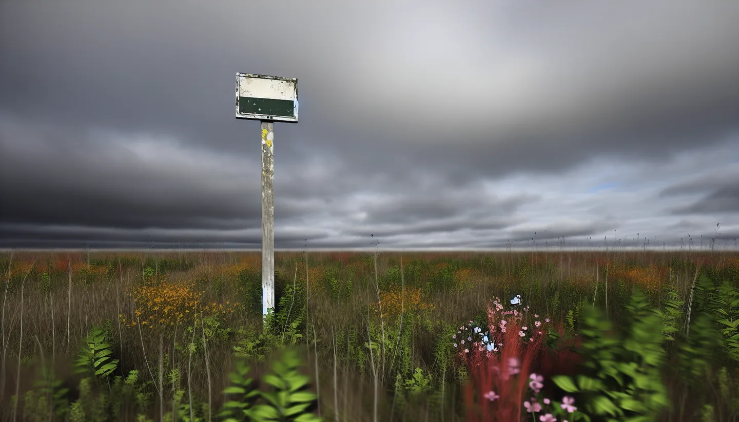 Overgrown inherited land parcel with boundary marker