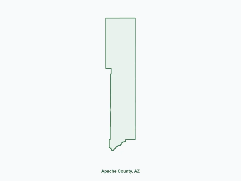 Map of Apache County, AZ showing major cities