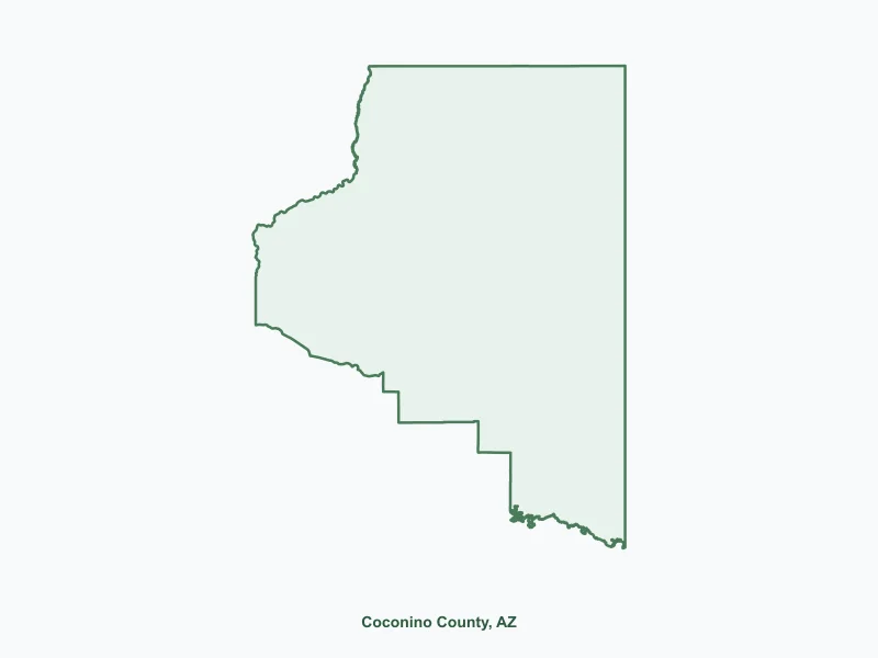 Map of Coconino County, AZ showing major cities