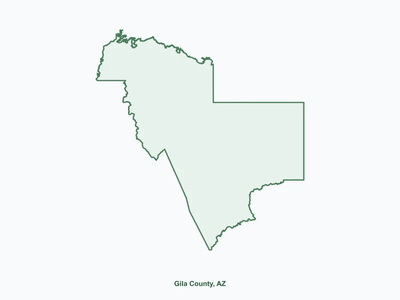 Map of Gila County, AZ showing major cities