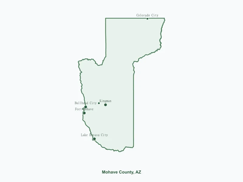 Map of Mohave County, AZ showing major cities