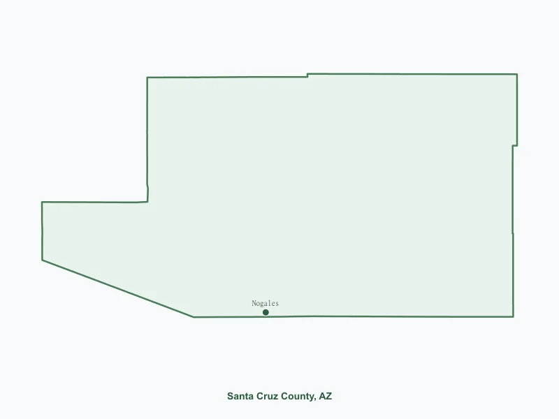 Map of Santa Cruz County, AZ showing major cities