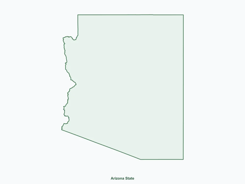 Map of Arizona State showing major cities